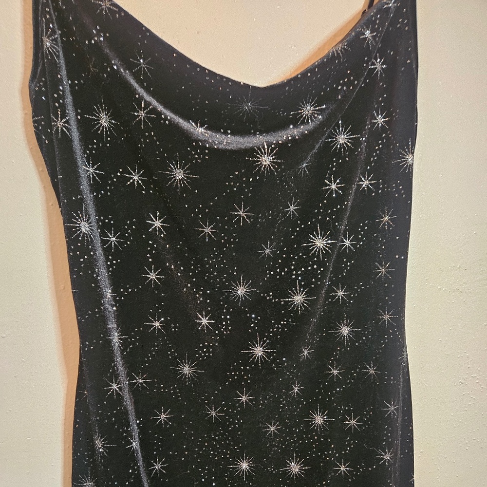 NWB Cider Velvet  Cowl Neck Black Dress